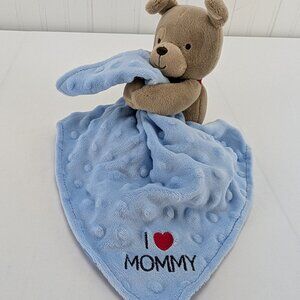 Carters Child of Mine Lovey Security Blanket Brown Puppy Dog I Love Mommy Blue